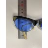 OCCHIALI da SOLE VINTAGE CAT EYE ROKABILLY SWING ACETATO NERO LENTI BLU '40/'50