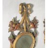 PICCOLA COPPIA SPECCHIERA LAVORATA LEGNO DIPINTO SPECCHIO ROTONDO ORO MIRROR 900