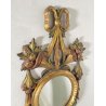 PICCOLA COPPIA SPECCHIERA LAVORATA LEGNO DIPINTO SPECCHIO ROTONDO ORO MIRROR 900