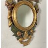 PICCOLA COPPIA SPECCHIERA LAVORATA LEGNO DIPINTO SPECCHIO ROTONDO ORO MIRROR 900