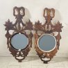 PICCOLA COPPIA SPECCHIERA LAVORATA LEGNO DIPINTO SPECCHIO ROTONDO ORO MIRROR 900