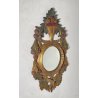 PICCOLA SPECCHIERA LAVORATA LEGNO DIPINTO SPECCHIO ROTONDO ORO MIRROR 900