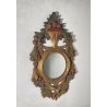 PICCOLA SPECCHIERA LAVORATA LEGNO DIPINTO SPECCHIO ROTONDO ORO MIRROR 900