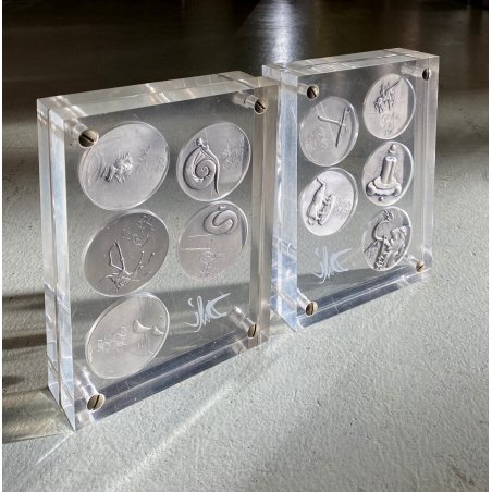 SERIE 10 MEDAGLIE ARGENTO 999 Salvador Dalì 10 COMANDAMENTI N 2578 PLEXIGLASS 76