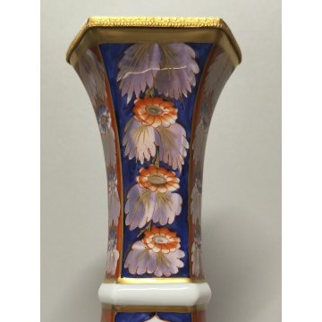 Limoges ANTICA COPPIA VASI PORCELLANA dipinto FIORI ORO Imari BRONZO DORATO