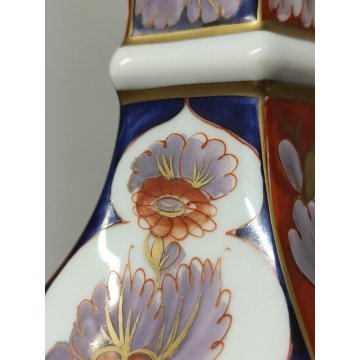 Limoges ANTICA COPPIA VASI PORCELLANA dipinto FIORI ORO Imari BRONZO DORATO