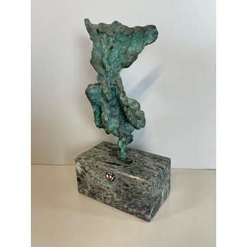 SCULTURA BRONZO TUTTOTONDO "Luigi Broggini" Vittoria Aci MARMO EPOCA '900 H24 cm