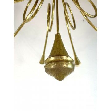 LAMPADARIO SOFFITTO HANGING LAMP 10 LUMI OTTONE Angelo Lelli MODERNISTA '50