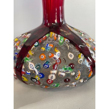 VASO VETRO ROSSO RUBINO SOFFIATO MURANO MURRINA FIRMATO IMPERIO ROSSI MILLEFIORI