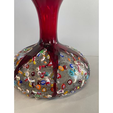 VASO VETRO ROSSO RUBINO SOFFIATO MURANO MURRINA FIRMATO IMPERIO ROSSI MILLEFIORI