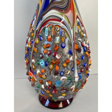 VASO VETRO SOFFIATO MURANO MURRINA SINFONIA IMPERIO ROSSI MILLEFIORI COLORATO