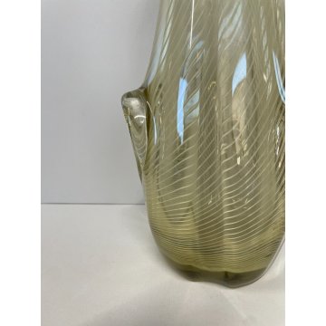 ANTICO VASO VETRO BAROVIER E TOSO MURANO ITALIA RETICELLO SPIRALE BIANCO fumè