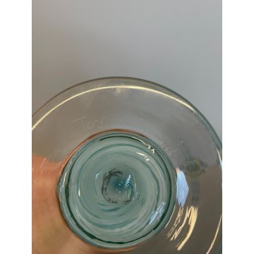 ANTICO VASO VETRO MURANO AURELIANO TOSO FILIGRANA VASE ITALIA SPIRALE AZZURRO