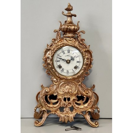 ANTICO OROLOGIO TAVOLO CAMINO DORATO epoca '900 Parigina BAROCCA OLD DESK CLOCK