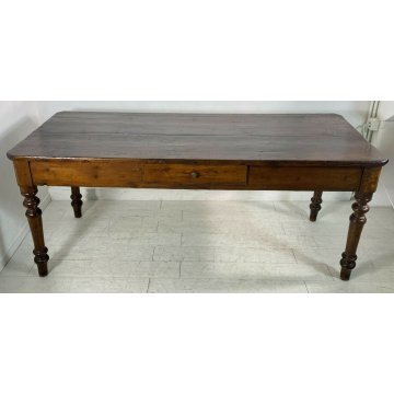 ANTICO GRANDE TAVOLO 1800 ABETE MASSELLO GAMBA TORNITA PRANZO RIUNIONI OLD CENA