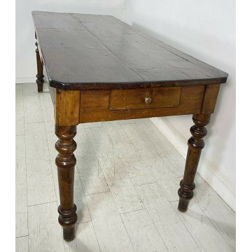 ANTICO GRANDE TAVOLO 1800 ABETE MASSELLO GAMBA TORNITA PRANZO RIUNIONI OLD CENA