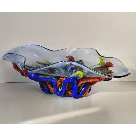 CENTROTAVOLA VETRO Murano FIRMATO L. Tagliapietra SOMBRERO cannule GLASS VASE