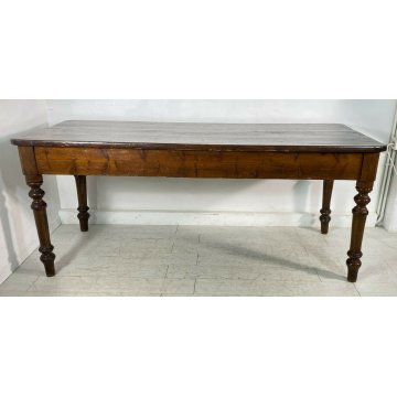 ANTICO GRANDE TAVOLO 1800 ABETE MASSELLO GAMBA TORNITA PRANZO RIUNIONI OLD CENA