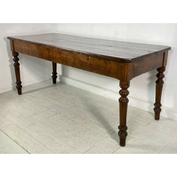 ANTICO GRANDE TAVOLO 1800 ABETE MASSELLO GAMBA TORNITA PRANZO RIUNIONI OLD CENA