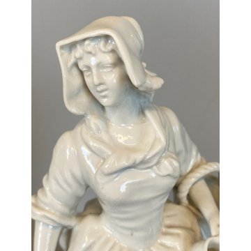 COPPIA FIGURE PORCELLANA BIANCA Ginori Doccia Capodimonte "Vecchi Mestieri" XX