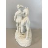 STATUINA PORCELLANA BIANCA GRUPPO CAVALIERE CANE da CACCIA 17x16 cm/h FRANCIA
