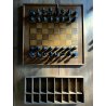 SET SCACCHI BRONZO Russo Franco TRIBALI SCULTOREI 15/25 SCACCHIERA LEGNO '72
