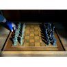 SET SCACCHI BRONZO Russo Franco TRIBALI SCULTOREI 15/25 SCACCHIERA LEGNO '72