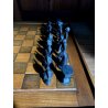 SET SCACCHI BRONZO Russo Franco TRIBALI SCULTOREI 15/25 SCACCHIERA LEGNO '72