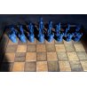SET SCACCHI BRONZO Russo Franco TRIBALI SCULTOREI 15/25 SCACCHIERA LEGNO '72