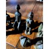 SET SCACCHI BRONZO Russo Franco TRIBALI SCULTOREI 15/25 SCACCHIERA LEGNO '72