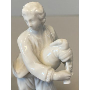 COPPIA "Suonatori" FIGURE MINIATURE PORCELLANA BIANCA Ginori Capodimonte XX sec