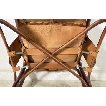 POLTRONA DESIGN ANNI 60 Tito Agnoli MOD Safari BAMBU CUOIO SEDIA ARMCHAIR