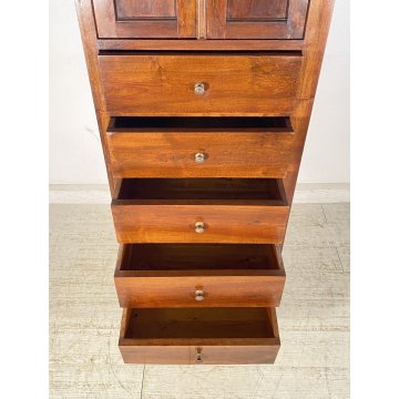 ANTICO MOBILE CREDENZA SECRETAIRE 5 CASSETTI 2 ANTE DISPENSA ETNICO PRIMI 1900