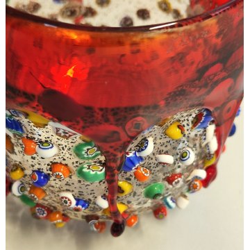 BICCHIERE Millefiori VETRO Murano DESIGN Imperio Rossi SOFFIATO Vaso MURRINA