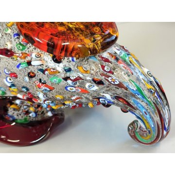 CORNUCOPIA Millefiori VETRO Murano DESIGN Imperio Rossi SOFFIATO Vaso MURRINA