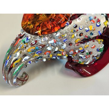 CORNUCOPIA Millefiori VETRO Murano DESIGN Imperio Rossi SOFFIATO Vaso MURRINA