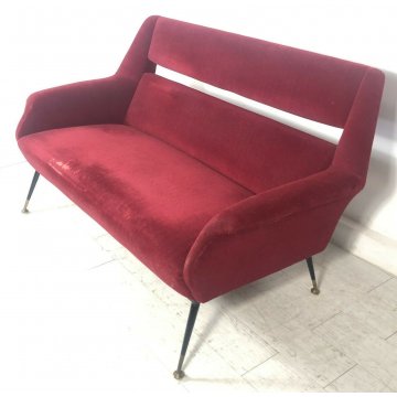 DIVANO DESIGN GIGI RADICE 1955 BORDEAUX VINTAGE ARMCHAIR SEDIA ITALY ANNI 50 
