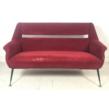DIVANO DESIGN GIGI RADICE 1955 BORDEAUX VINTAGE ARMCHAIR SEDIA ITALY ANNI 50 