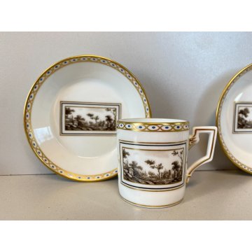 SET 2 TAZZE CAFFE PORCELLANA BIANCA PITTORIA Richard Ginori DECORO Fiesole '900