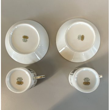 SET 2 TAZZE CAFFE PORCELLANA BIANCA PITTORIA Richard Ginori DECORO Fiesole '900