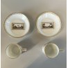 SET 2 TAZZE CAFFE PORCELLANA BIANCA PITTORIA Richard Ginori DECORO Fiesole '900