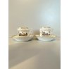 SET 2 TAZZE CAFFE PORCELLANA BIANCA PITTORIA Richard Ginori DECORO Fiesole '900