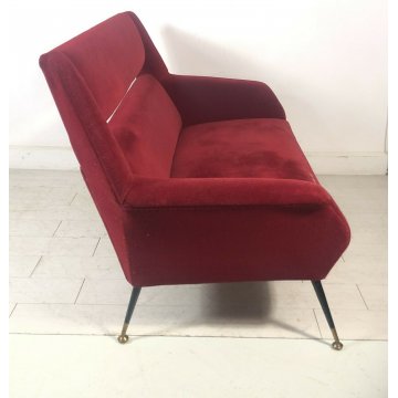 DIVANO DESIGN GIGI RADICE 1955 BORDEAUX VINTAGE ARMCHAIR SEDIA ITALY ANNI 50 