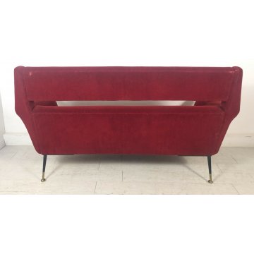 DIVANO DESIGN GIGI RADICE 1955 BORDEAUX VINTAGE ARMCHAIR SEDIA ITALY ANNI 50 