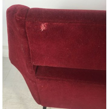 DIVANO DESIGN GIGI RADICE 1955 BORDEAUX VINTAGE ARMCHAIR SEDIA ITALY ANNI 50 