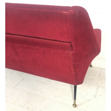 DIVANO DESIGN GIGI RADICE 1955 BORDEAUX VINTAGE ARMCHAIR SEDIA ITALY ANNI 50 
