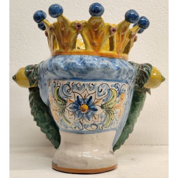 GRANDE VASO Testa Moro DONNA CERAMICA Caltagirone DIPINTO G. Romano SICILIA h 34