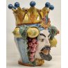 GRANDE VASO Testa Moro UOMO CERAMICA Caltagirone DIPINTO G. Romano SICILIA h 34