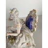 STATUINA PORCELLANA San Marco Novi DAMA SEDUTA ABITO PIZZO TULLE CESTINO FIORI