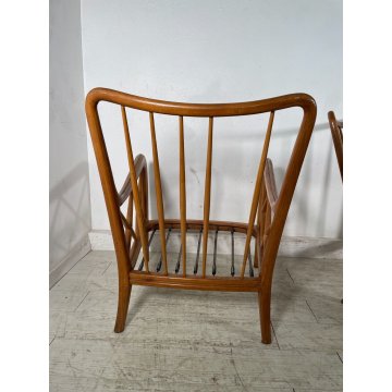 COPPIA POLTRONA PAOLO BUFFA ANNI 40 LEGNO DESIGN VINTAGE ARMCHAIR